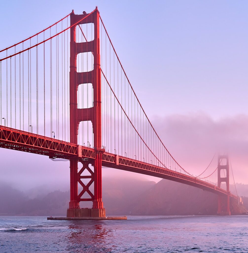 Golden Gate Bridge at sunrise, San Francisco, California